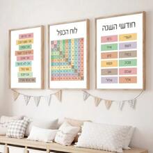 1pc Wall Arts Posters Optional Frame Modern Quotes Education Letter Color Shape Bohemian Children's Room Poster Nordic Wall Art Printing Canvas Painting Picture Baby Room Decoration, Frameless ,Wall Art With Frame