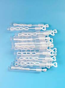 24pcs Heart Shaped Wedding Bubble Wands, Party Tabletop Decor, Valentine's Day White Heart Bubble Straw, Spring Outdoor Event Supplies, Party Atmosphere Maker (No Bubble Liquid)