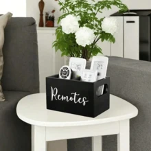 1pc Remote Control Holder, TV Remote Holder, Remote Organizer Caddy For Table, Wooden Remote Box For Nightstand, Bedside Caddy - Multicolor - View 11