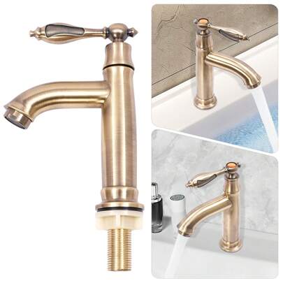 InSyoForeverEC Rubinetto monocomando retrò in ottone Miscelatore lavabo Rubinetto lavabo retrò Miscelatore monocomando Rubinetto lavabo 1/2" Attacco standard per lavabo per bagno e cucina Rubinetto acqua fredda