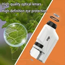 1pc Kids Portable Microscope Magnifier, Adjustable Focus Optical Research Science Educational Exploration Toy For Children