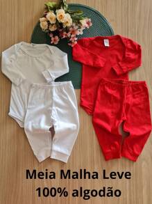 BabyStorefranca Baby Kit 2 Bodysuits And 2 Pants For Boy And Girl In Light Mesh Stockings - White - View 2