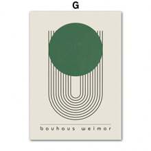 1 pièce Œuvre murale d'art moderne minimaliste aux lignes de couleur verte Bauhaus. Affiche, impression sur canevas, peinture abstraite pour la décoration du salon, sans cadre