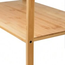 Étagère micro-ondes, support micro-ondes en bambou, support micro-ondes avec support pour planche à découper et 4 crochets, support micro-ondes multifonctionnel en bois pour cuisines, 52 x 30 x 35 cm