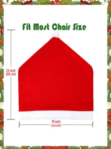 Bộ 4/2 Vỏ bọc ghế Giáng sinh - Thiết kế hình mũ ông già Noel, chống trượt, dễ sử dụng, Vỏ bọc lưng ghế Giáng sinh để trang trí phòng ăn, đồ dùng cho tiệc ngày lễ và đồ trang trí nhà theo mùa - Đỏ - Xem 7