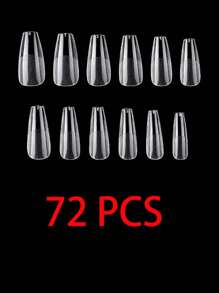 120pcs/Box 12 Sizes Ballet Acrylic Nails, Half Matte Semi-Transparent False Nails For DIY, Suitable For Home And Salon Ladies Nail Care Essential Nail Supplies (120pcs Box/120pcs Bag/96pcs Bag/72pcs Bag/24pcs Bag) - Clear - View 12