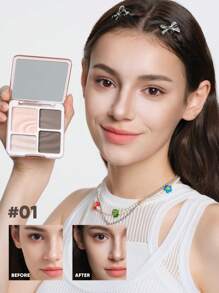 JUDYDOLL 2-In-1 HIGHLIGHT & CONTOUR PALETTE 9g, Matte Highlighter And Blush Palette, Versatile For Beginners, Self-Use And Gifts, Suitable For Makeup For Parties, Dates, Weddings And Other Occasions