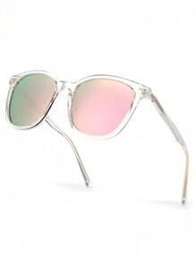SIPHEW Lunettes de soleil polarisées pour femmes avec verres miroirs et protection UV400 - Grandes lunettes et élégantes - Multicolore - Voir 18