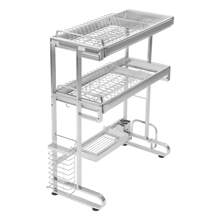 Double-Layer Expandable Drain Rack, Kitchen Storage Rack, Simple Storage Rack. - 銀色 - 查看 4