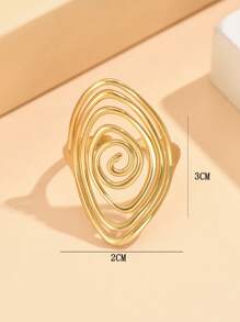 1 pieza Anillo abierto vintage de acero inoxidable con espiral geométrica hueca, creativo, asimétrico y ajustable, para cóctel de mujer - anillo único - Ver 6