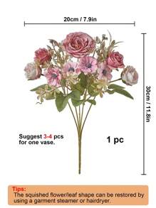 1 束人造玫瑰花假牡丹花束丝绸牡丹玫瑰雏菊花散装适用于家庭婚礼派对装饰桌面摆件、情人节、礼物