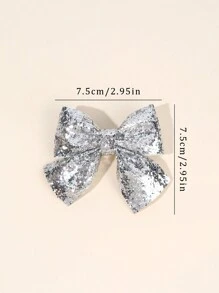 2件/4件裝亮面蝴蝶結髮夾，純色帶尾蝴蝶結髮夾，適合女孩與青少年的亮面髮夾，派對禮物髮飾 - 彩色 - 查看 6