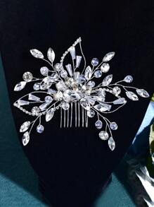 1pc Crystal Style Rhinestone Hair Comb, Simple & Versatile Bridal Hair Accessory, Suitable For Wedding, Party, Ball, Celebration