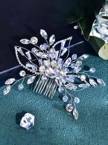1pc Crystal Style Rhinestone Hair Comb, Simple & Versatile Bridal Hair Accessory, Suitable For Wedding, Party, Ball, Celebration