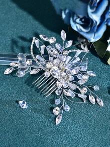 1pc Crystal Style Rhinestone Hair Comb, Simple & Versatile Bridal Hair Accessory, Suitable For Wedding, Party, Ball, Celebration