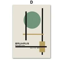 1 pièce Œuvre murale d'art moderne minimaliste aux lignes de couleur verte Bauhaus. Affiche, impression sur canevas, peinture abstraite pour la décoration du salon, sans cadre