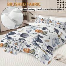 8 Pieces Halloween Comforter Set, Witch Pattern Bed In A Bag Bedding With Comforter Sheet Sham - 1 Comforter, 2 Pillow Shams, 1 Flat Sheet, 1 Fitted Sheet, 1 Cushion Cover, 2 Pillowcases Queen Size