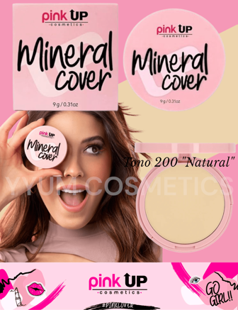 Mineral Cover Pink Up Polvo Mineral de alta cobertura acabado Mate larga duración Maquillaje en Polvo Compacto - Acabado Mate y aterciopelado, para todo tipo de piel