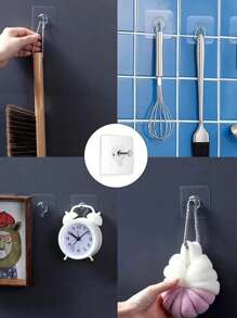 20 pezzi Ganci da parete per uso domestico contemporanei - facile installazione, adesivo forte, senza foratura, ganci in plastica impermeabili per quadri, cornici, poster, orologi in cucina e bagno