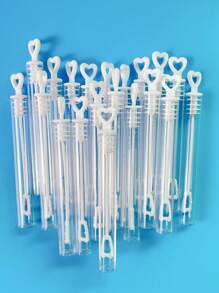 24pcs Heart Shaped Wedding Bubble Wands, Party Tabletop Decor, Valentine's Day White Heart Bubble Straw, Spring Outdoor Event Supplies, Party Atmosphere Maker (No Bubble Liquid)