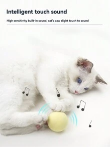 1 件/标准尺寸，柔软乳胶材质，触摸激活互动玩具，猫吱吱球 - 卡通宠物风格，球形设计，多功能猫玩具，适合节日和日常陪伴，四季皆宜
