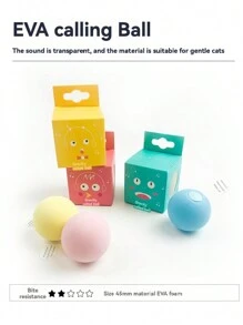 1 件/标准尺寸，柔软乳胶材质，触摸激活互动玩具，猫吱吱球 - 卡通宠物风格，球形设计，多功能猫玩具，适合节日和日常陪伴，四季皆宜