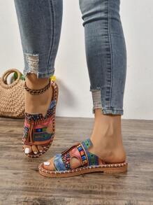Women's Fringe Embellished Hollow Out Sexy Flat Sandals