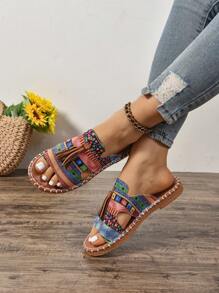 Women's Fringe Embellished Hollow Out Sexy Flat Sandals