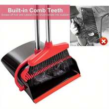 Long Handled Dustpan And Brush Set Cleaning Broom Combination Dust Pan And Brush Combo With Long Handle Upright Sweep Cleaning Kit For Indoor Outdoor Household Floor Cleaning Sweeping - Variant1 - View 6