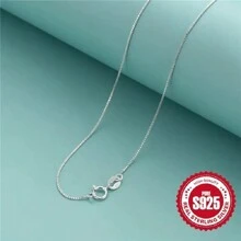 1pc 925 Sterling Silver Simple Chain Necklace, A Fashionable Jewelry Gift For Girls.