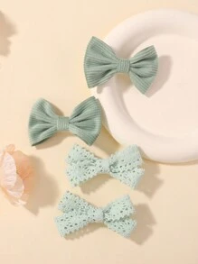 4pcs Cute Style Kids Butterfly Hair Clips, Holiday Party Girls Ponytail Clips, Travel Hair Accessories For Girls - Green - View 4