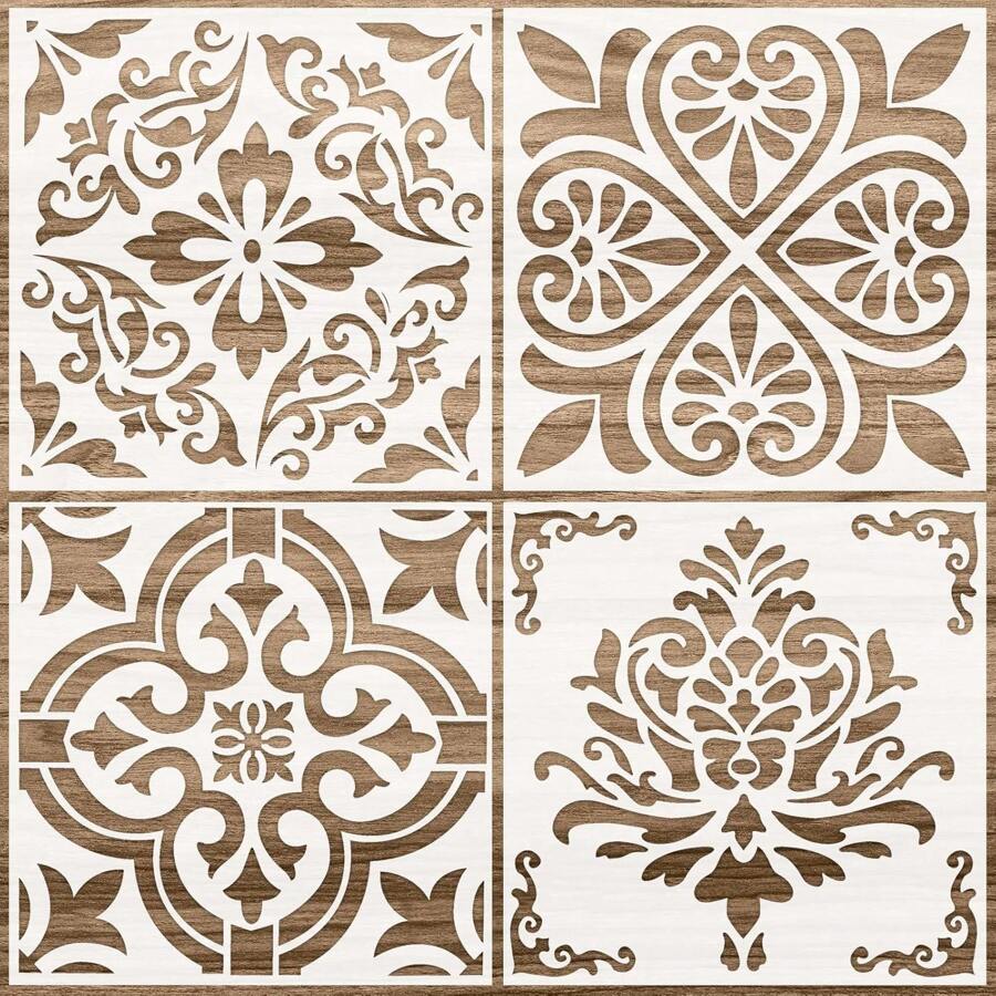 4-Pack Reusable Tile Stencils 12" X 12" - Wall & Floor Painting Templates For DIY Home Decor - View #11