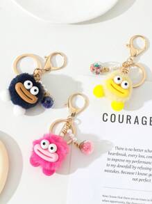 1pc Multi-Color Cute Sausage Big Mouth Plush Keychain With Faux Pearl Colorful Ball Creative Accessories, Suitable For Valentine's Day Gifts, Car Accessories, Keychain Accessories, Small Gifts Bag Charm School Cartoon Faux Pearl Goth Y2k - Multicolor - View 6