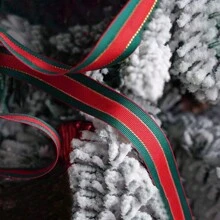 1 pieza Decoración de ramo de flores de cinta navideña, cinta para empaquetar regalos de Navidad, lazo de satén DIY - Multicolor - Ver 12