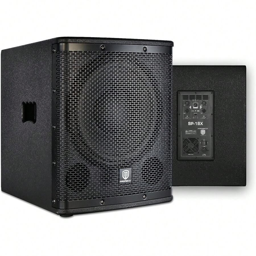 PRORECK 18'' Active Powered PA DJ Subwoofer Cabinet 18 Inch 3000W P.M.P.O With Class-D Amplifier, 3 DSP Presets-Monitor, Coil Bass Reinforcement, Black, For Wedding, Party, Concert (One Sub) - Xem 1