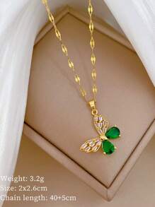 1 Set Stainless Steel Hollow Butterfly Necklace & Earrings, Luxury Micro-Inlaid Rhinestone Personalized Banquet Jewelry Set, Valentine's Day Gift