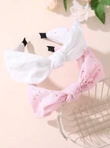 2件套女孩布艺蝴蝶结发带套装 - 彩色 - 查看 3