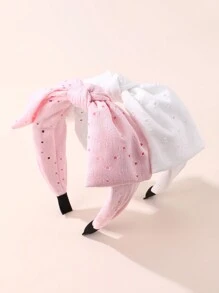 2件套女孩布艺蝴蝶结发带套装 - 彩色 - 查看 1