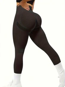 Juego de 3 mallas deportivas para mujer, sin costuras, con efecto push-up, de cintura alta, para yoga, gimnasio, glúteos y correr