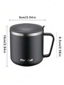 1 Peça Caneca de Aço Inoxidável de 400ml, Minimalista, Branco Café/Leite/Cinza Redondo Copo de Leite/Café para Estudantes e Trabalhadores de Escritório, Copo de Água Unissex para Uso Doméstico com Tampa, à Prova de Calor, Anti-Queda Voltar às Aulas - Multicolorido - Visão 18
