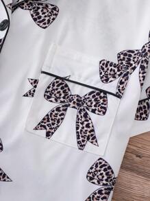 Conjunto de pijama de 2 piezas para mujer, con camisa de manga corta con botones de solapa y pantalones cortos holgados con elástico, informal para exterior y para el hogar, adecuado para todas las estaciones