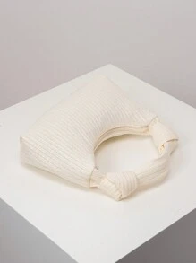 Vintage Woven Tote Bags For Ladies, Knotted Handle Handbags, Suitable For Holiday Party Dresses, Commuting, Work, Dating (Pattern Randomly Picked) - Beige - View 1