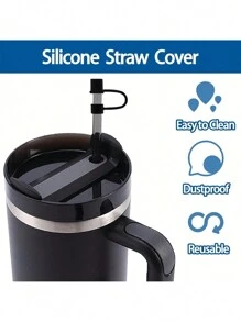 6 pièces/2 pièces Couvre-pailles réutilisables en silicone compatibles avec le couvercle du gobelet , bouchon anti-fuite, anti-éclaboussures et anti-poussière - Multicolore - Voir 5