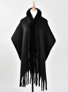 1 件女士秋冬新款针织披肩（多款可选） - 純色 - 查看 29