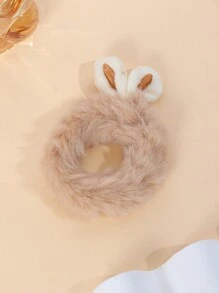 1pc Plush Rabbit Ear Scrunchie, Elastic Hair Tie For Girls, Cute Hair Accessory, Autumn/Winter - Multicolor - View 16