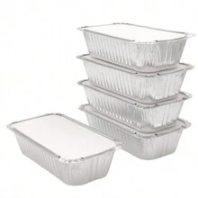 50 Pack 2lb 7.8x4.3" Disposable Loaf Pans - Clear Or Board Lids, Heavy-Duty Aluminum Foil Cake Pans, Food Storage Containers, Pastry Boxes For Baking Bread And Street Treats Takeout - 50 PACK - 查看 2