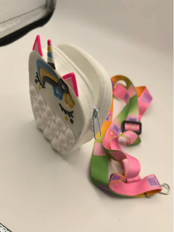 Cartoon Unicorn Pattern Silicone Stress Relief Storage Shoulder Bag