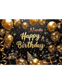 Telón de fondo personalizable con nombre y edad, de estilo europeo y estadounidense moderno, adecuado para fiestas de cumpleaños, bodas y ceremonias