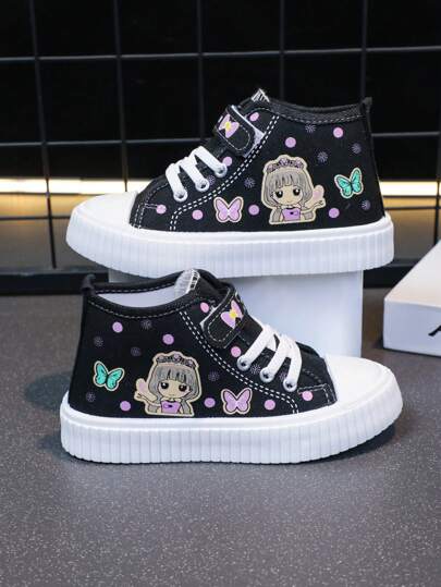 Chaussures de skate basses pour filles, chaussures de sport à la mode pour enfants, chaussures de course confortables à scratch, motif papillon, cœur, Saint-Valentin, printemps/été