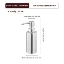 1 pièce Bouteille de lotion en acier inoxydable 304, bouteille de gel douche à pression manuelle pour la maison, bouteille distributrice, bouteille de désinfectant pour les mains, distributeur de savon de comptoir
